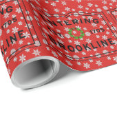 Kerstmis in Brookline Entering Sign Cadeaupapier (Rol Hoek)