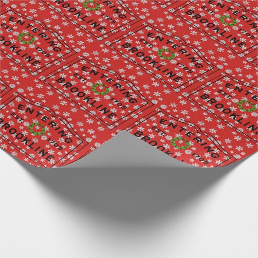 Kerstmis in Brookline Entering Sign Cadeaupapier (Hoek)