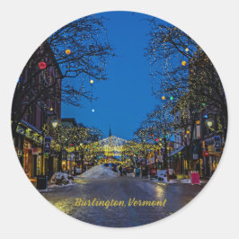 Kerstmis in Burlington, Vermont Ronde Sticker