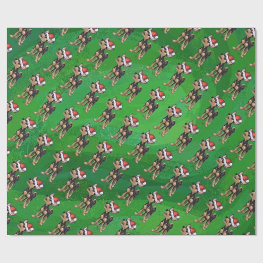 Kerstmis in Chihuahua op groen Cadeaupapier (Vlak)