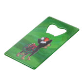 Kerstmis in Chihuahua op groen Creditkaart Flessenopener (Achterkant Gekanteld)