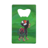 Kerstmis in Chihuahua op groen Creditkaart Flessenopener (Achterkant)