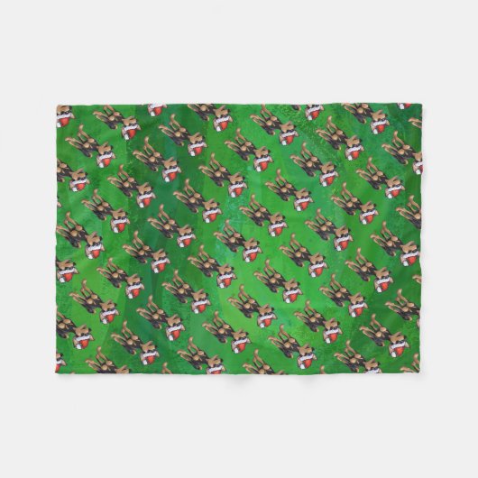 Kerstmis in Chihuahua op groen Fleece Deken (Voorkant (Horizontaal))