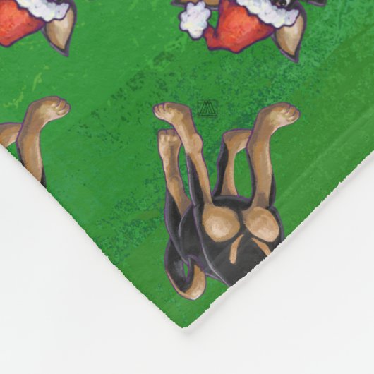 Kerstmis in Chihuahua op groen Fleece Deken (Hoek)