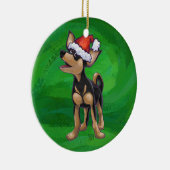 Kerstmis in Chihuahua op groen Keramisch Ornament (Rechts)