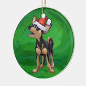 Kerstmis in Chihuahua op groen Keramisch Ornament (Links)