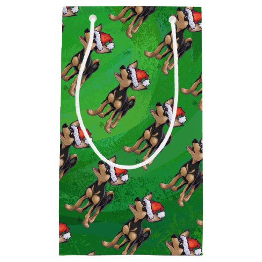 Kerstmis in Chihuahua op groen Klein Cadeauzakje (Voorkant)