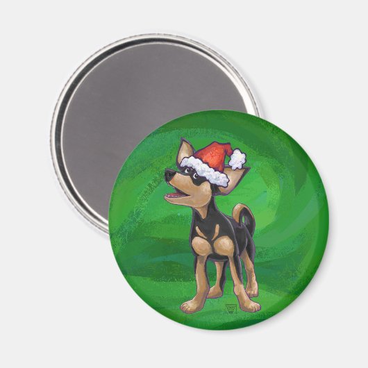 Kerstmis in Chihuahua op groen Magneet (Voorkant / Achterkant)