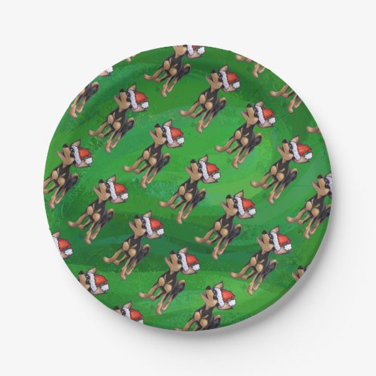 Kerstmis in Chihuahua op groen Papieren Bordje (Voorkant)