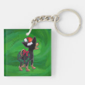 Kerstmis in Chihuahua op groen Sleutelhanger (Achterkant)