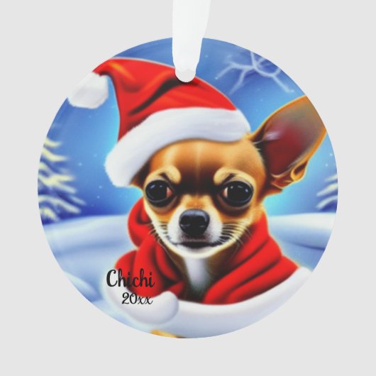 Kerstmis in Chihuahua, Santa Dog Ornament (voorkant)