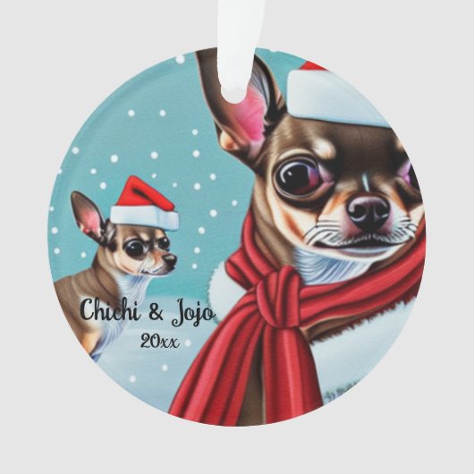 Kerstmis in Chihuahua, Santa Dog Ornament (voorkant)