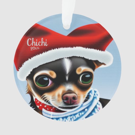 Kerstmis in Chihuahua, Santa Dog Ornament (voorkant)