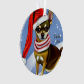 Kerstmis in Chihuahua, Santa Hat Dog Ornament (voorkant)
