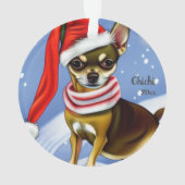 Kerstmis in Chihuahua, Santa Hat Dog Ornament (achterkant)