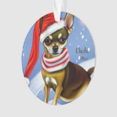 Kerstmis in Chihuahua, Santa Hat Dog Ornament (voorkant)