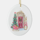 Kerstmis in CozyBun bos. Keramisch Ornament (Rechts)