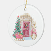 Kerstmis in CozyBun bos. Keramisch Ornament (Links)