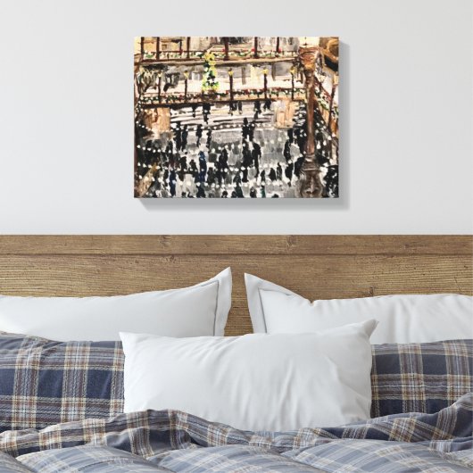 Kerstmis in de arcade door Willowcatdesigns Canvas Afdruk (Insitu (Slaapkamer))