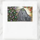 Kerstmis in de Barn Rechthoekige Sticker (Tas)