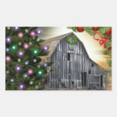 Kerstmis in de Barn Rechthoekige Sticker (Voorkant)