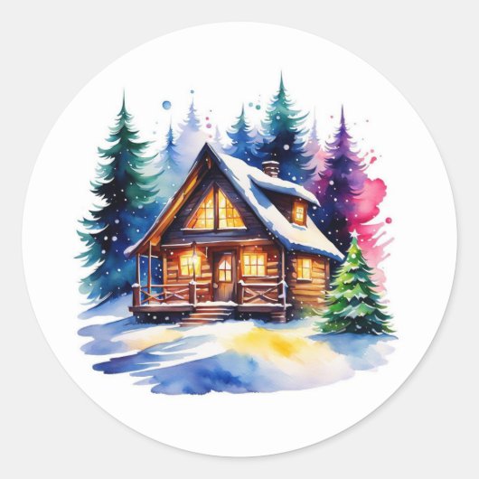 Kerstmis in de Bos Stickers (Voorkant)