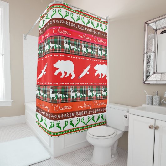 Kerstmis in de bossen douchegordijn (In situ)