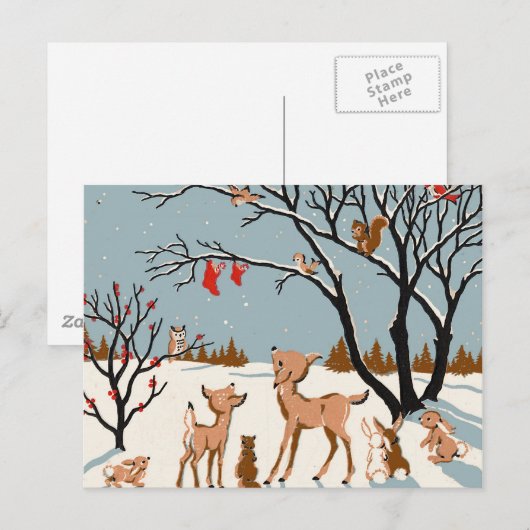Kerstmis in de Bossen Feestdagenkaart (Voorkant / Achterkant)