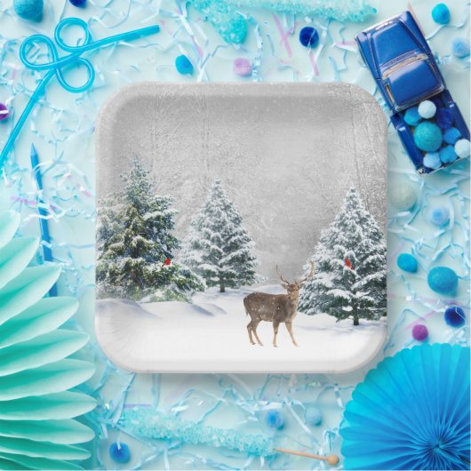 Kerstmis in de Bossen van de winter Papieren Bordje (Feest)