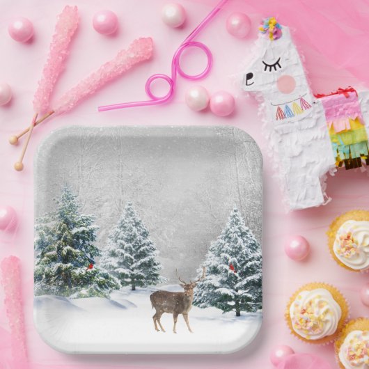 Kerstmis in de Bossen van de winter Papieren Bordje (Feest)