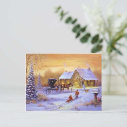 Kerstmis in de Cabin Feestdagenkaart (Staand voorkant)