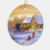 Kerstmis in de Cabin Keramisch Ornament (Links)