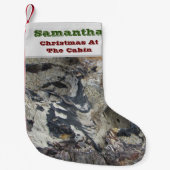 Kerstmis in de Cabin Woodgrain Forest Rustic Kleine Kerstsok (Voorkant)