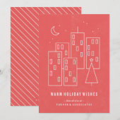 Kerstmis in de City Holiday Kaart - Rood (Voorkant / Achterkant)