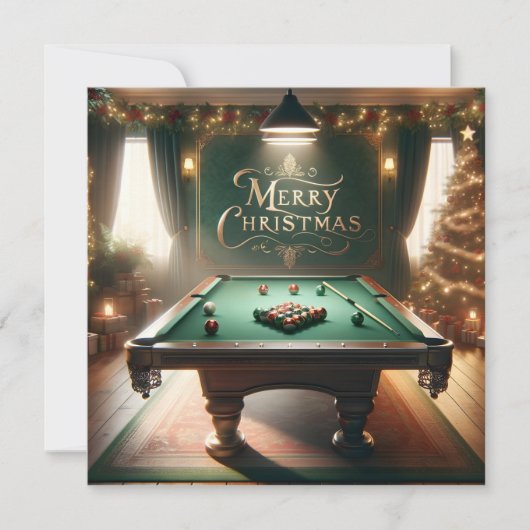 Kerstmis in de Cue Club Feestdagenkaart (Voorkant)