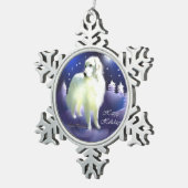 Kerstmis in de Grote Pyreneeën Tin Sneeuwvlok Ornament (Rechts)