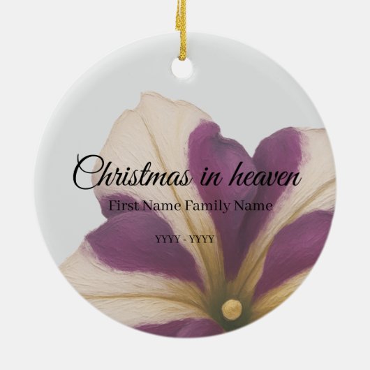 Kerstmis in de hemel herdenking ornament petunia (Achterkant)