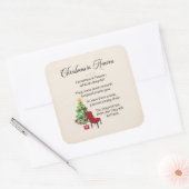 Kerstmis in de hemel, ledige stoel, verlies, verdr vierkante sticker (Envelop)