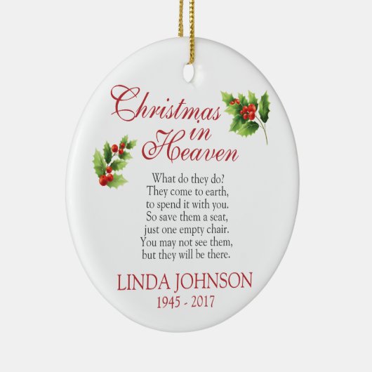 Kerstmis in de hemel Persoonlijk Keramisch Ornament (Rechts)