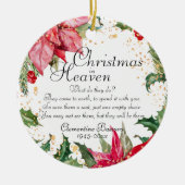 Kerstmis in de Hemelse Poinsettia Gold Memorial Keramisch Ornament (Voorkant)