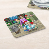 Kerstmis in de kantoor kartonnen onderzetters (Schuin)