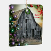 Kerstmis in de keramische keramiek van Barn Keramisch Ornament (Rechts)