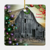 Kerstmis in de keramische keramiek van Barn Keramisch Ornament (Achterkant)