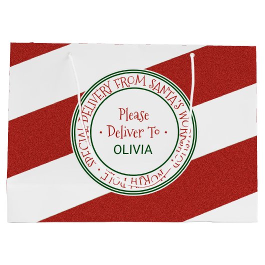 Kerstmis in de kerstwinkel groot cadeauzakje (Achterkant)