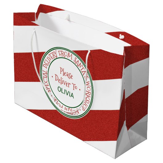 Kerstmis in de kerstwinkel groot cadeauzakje (Achterkant Gekanteld)