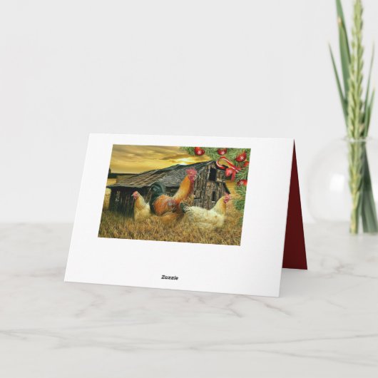 Kerstmis in de kippen Coop Rooster Hens Feestdagen Kaart (Achterkant)