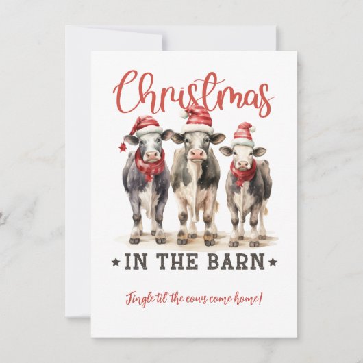 Kerstmis in de Koe Schuur Kaart (Voorkant)