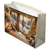 Kerstmis in de Lake Gift Bag Groot Cadeauzakje (Achterkant Gekanteld)