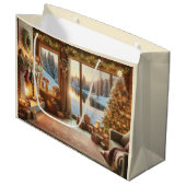 Kerstmis in de Lake Gift Bag Groot Cadeauzakje (Voorkant Gekanteld)