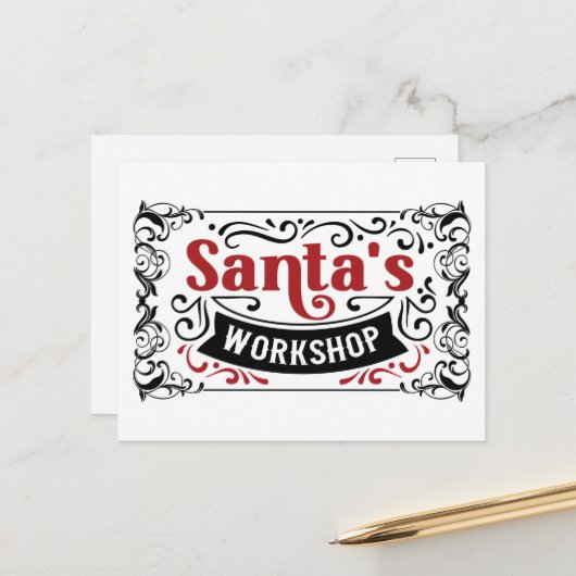 Kerstmis in de Noordpool Feestdagenkaart (Voorkant / Achterkant in situ)